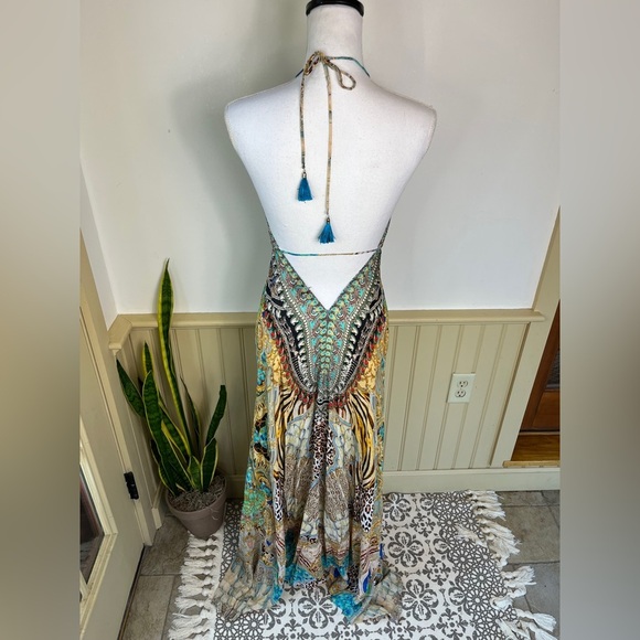 Bejeweled Tropical Maxi Dress Hi-Low Resort Cruise Love Island Boho Vaca Cruise - Picture 16 of 16
